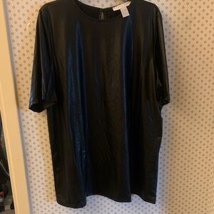🖤🖤🖤🖤MAGNIFICENT PULLOVER PLUS SIZE 3X CURVY GIRL FAUX LEATHER TOP🖤🖤🖤🖤